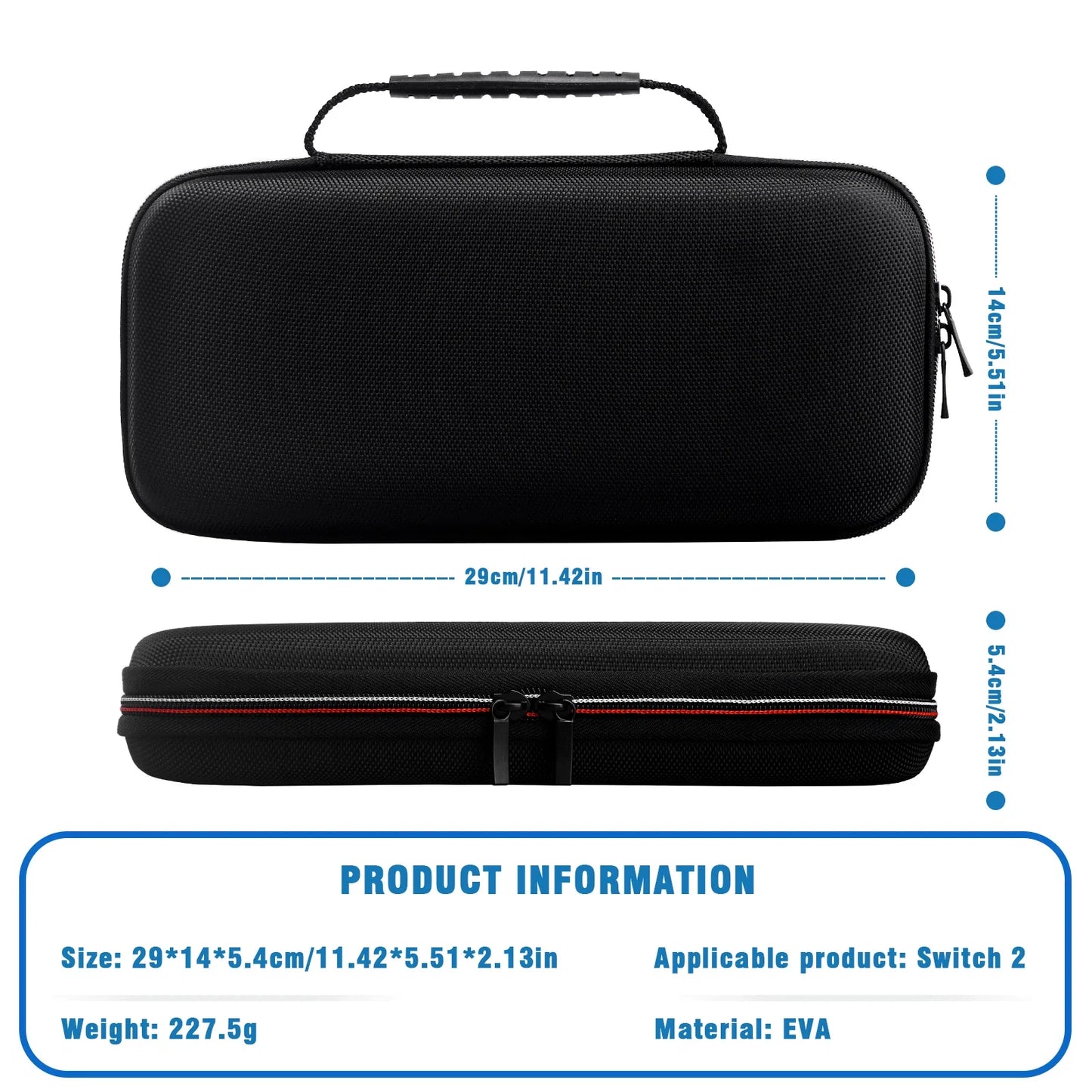Travel Carrying Case for Nintendo Switch 2 — EVA Hard Shell, Shockproof Storage Bag & Protective Pouch for Accessories