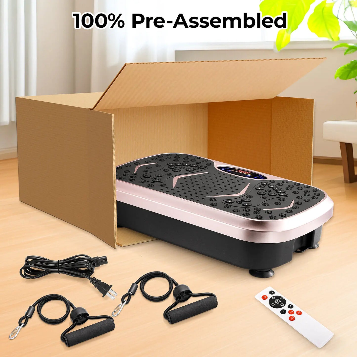 Vibration Plate Exercise Machine – Whole Body Fitness Platform with Loop Bands for Home Workout