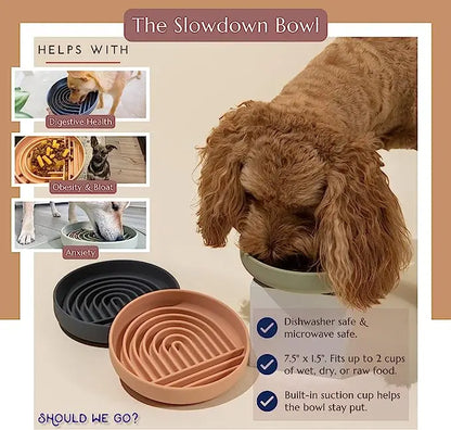 Pet Supplies Slow Food Bowl – Anti Knockover, Anti-Slip Silicone Plate for Cats & Puppies, Anti-Choking Food Toy