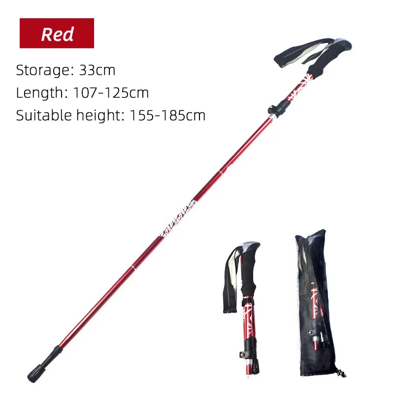 5-Section Foldable Trekking Pole – Portable Hiking Stick for Nordic, Elderly & Camping, Telescopic & Easy to Carry