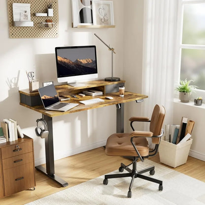 55×24 Inch Height Adjustable Electric Standing Desk – Sit-Stand Desk with 2 Drawers, Ergonomic Adjustable Workstation