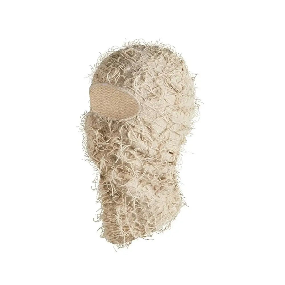 Distressed Knitted Balaclava Mask - Windproof Full Face Ski Hood for Cold Weather Outdoor Wear