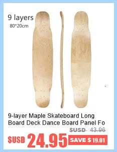7-9 Layer Maple Skateboard Deck – Double Rocker Mini Cruiser & Dance Board with High Elasticity