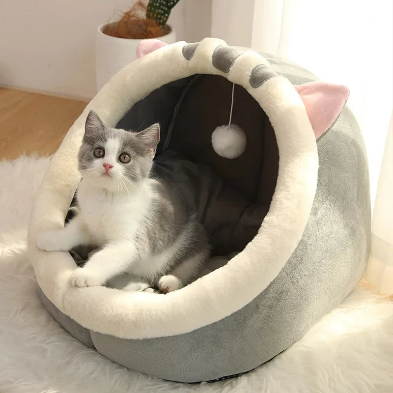 Self-Warming Pet Tent Cave Bed for Cats and Small Dogs - Comfortable Cat Hut, Foldable and Removable Washable Sleeping Bed