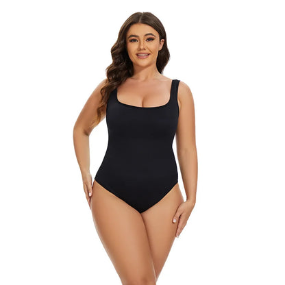 GUUDIA Ribbed Tummy Control Jumpsuit – Light Compression Daily Shaper Bodysuit with Open Crotch Shapewear Design