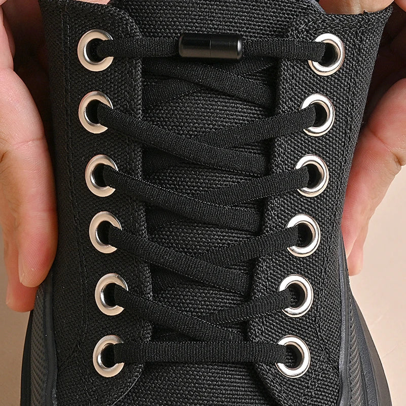 Elastic No Tie Shoelaces - Quick Lock Metal Laces for Kids & Adults Sneakers, Lazy Shoe Strings