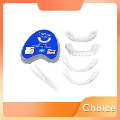 Silicone Denture Set — Temporary Orthodontic Teeth, Fake Tooth Braces for Oral Hygiene, Whitening & Dental Simulation