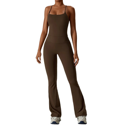 Ultimate Gym Set: NCLAGEN Women's 2pcs Tight Fitting Yoga Suit - Breathable Workout T-Shirts, Bra Tank Top, and Loose Bell-bottoms Leggings