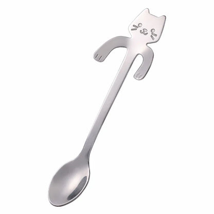 Stainless Steel Cat-Shaped Coffee Spoon – Cute Teaspoon Dessert & Ice Cream Mini Scoop for Kitchen Tableware