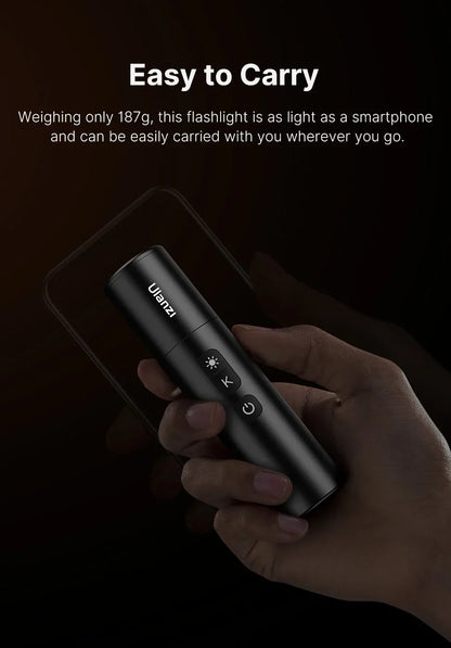 Ulanzi LM07 Zoomable Videography Flashlight - Photography Fill & Ambience Light with 1/4'' Thread for Camera Stand & Cage