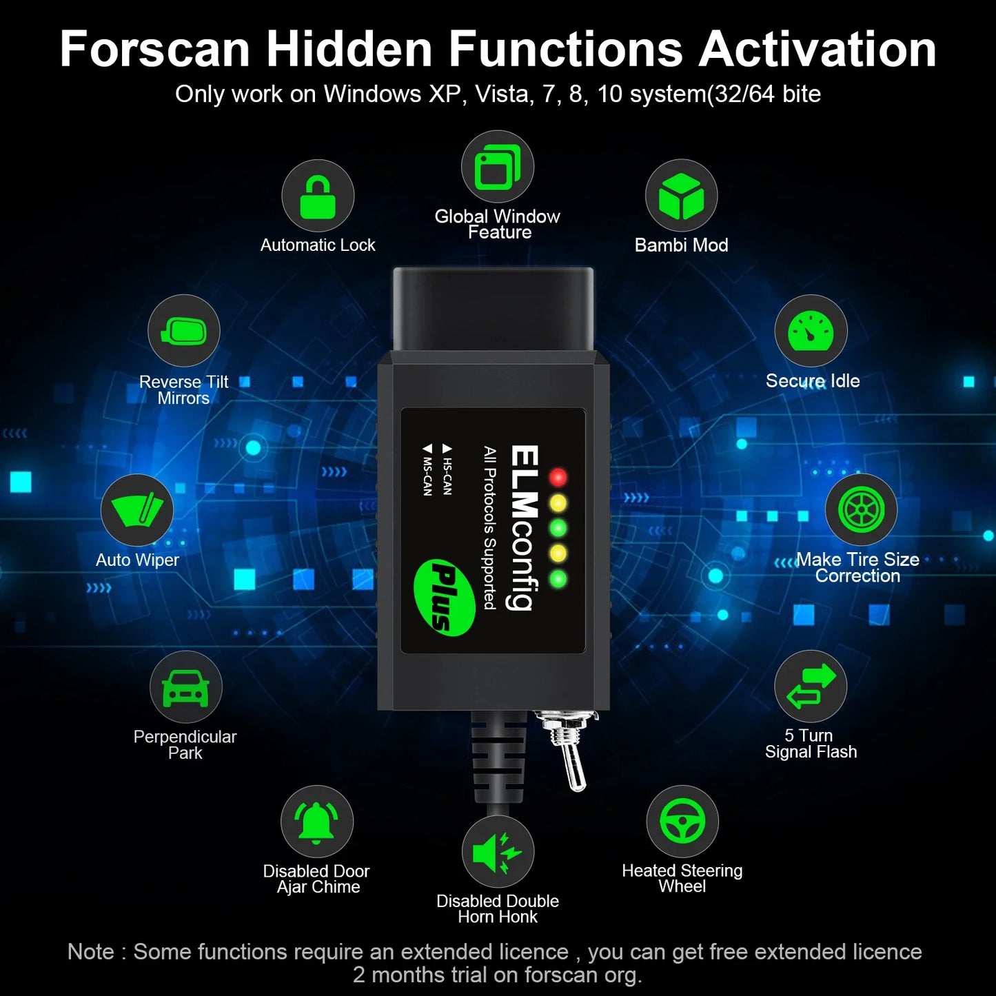 FORScan ELM327 USB OBD2 Scanner - HS CAN & MS CAN Diagnostic Tool for Ford Vehicles