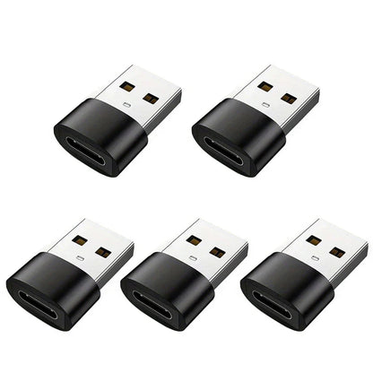 USB-C to USB Adapter – Type-C Male to Female Converter for Phones, PCs, and Laptops, 1/2/5pcs Pack