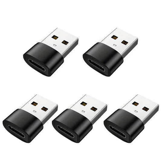 USB-C to USB Adapter – Type-C Male to Female Converter for Phones, PCs, and Laptops, 1/2/5pcs Pack