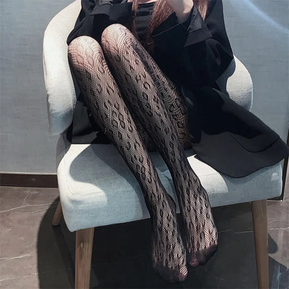Women’s Sexy Sheer Pantyhose – Thin Transparent Gothic Black Leopard Pattern Tights, Seamless Vintage Stockings
