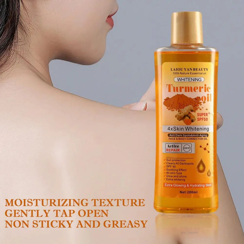 200ml Turmeric & Ginger Essential Oil — Deep Hydration Face & Body Moisturizer, Nourishing & Smoothing Skin Serum