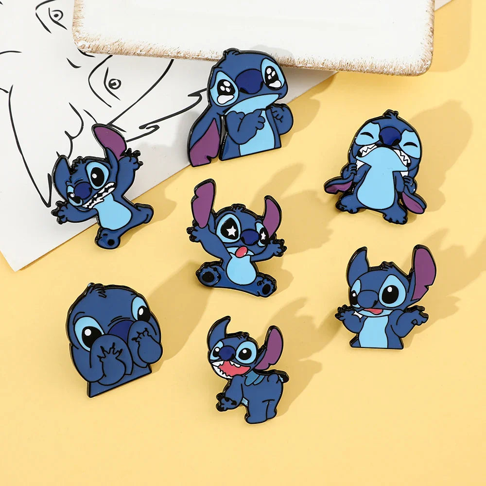 7 Pcs Lilo & Stitch Enamel Pins Set | Creative Stitch Brooches for Backpacks, Clothing & Accessories