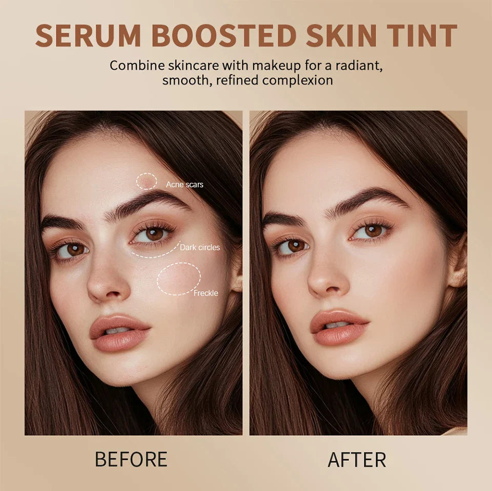 Balm Serum Skin Tint – Silky Texture, Moisturizing Coverage & Plumping Stick Foundation for Even Skin Tone, Travel-Friendly