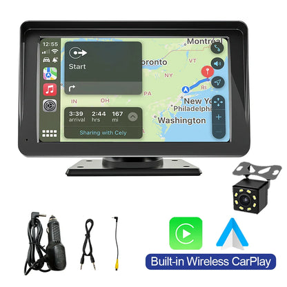 7 Inch Wireless CarPlay & Android Auto Car Radio Stereo Multimedia System with Bluetooth GPS – Universal Fit for Benz, BMW, VW & KIA Vehicles