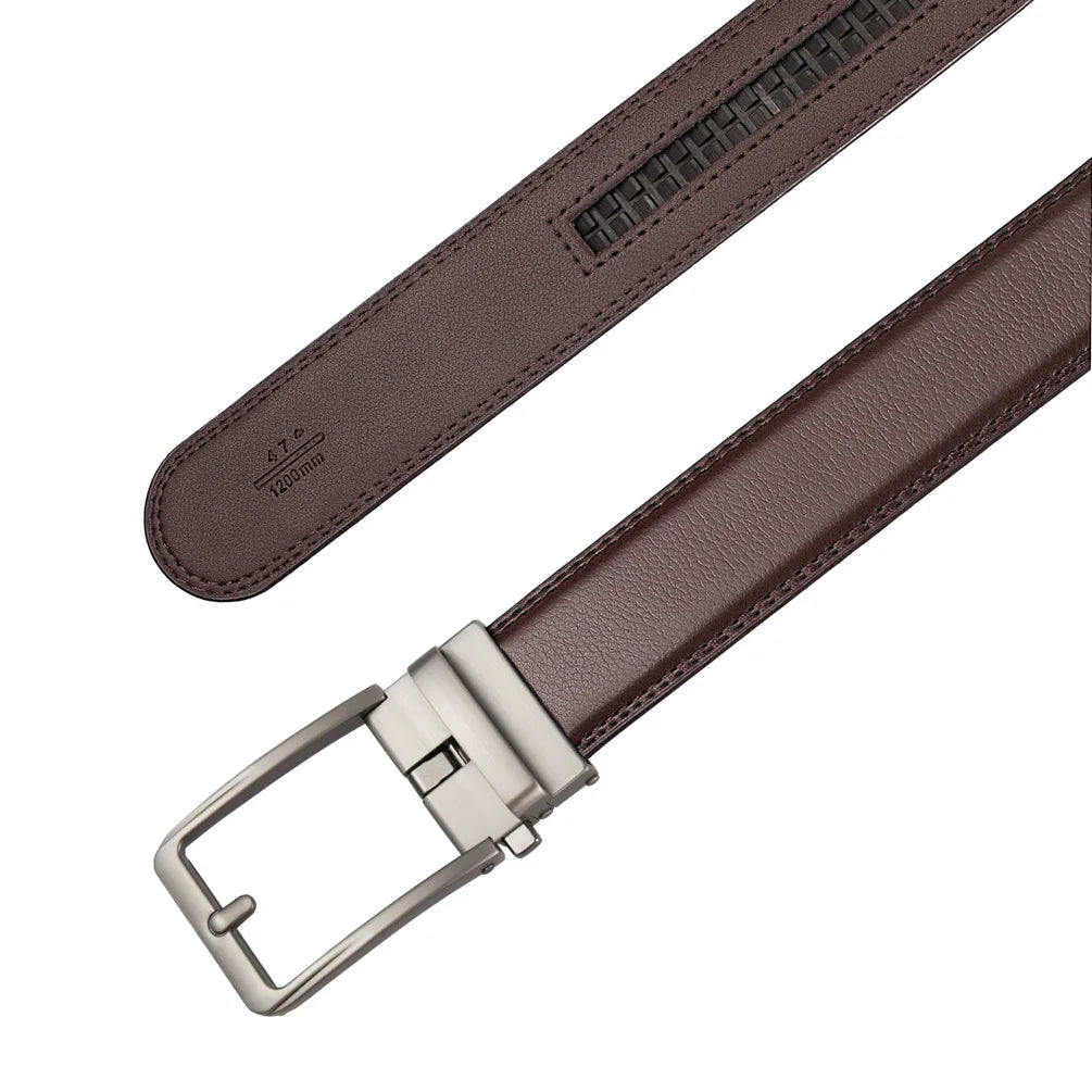 Genuine Leather Men's Click Belt – Luxury Designer Automatic Buckle for Jeans, High-Quality Waist Strap