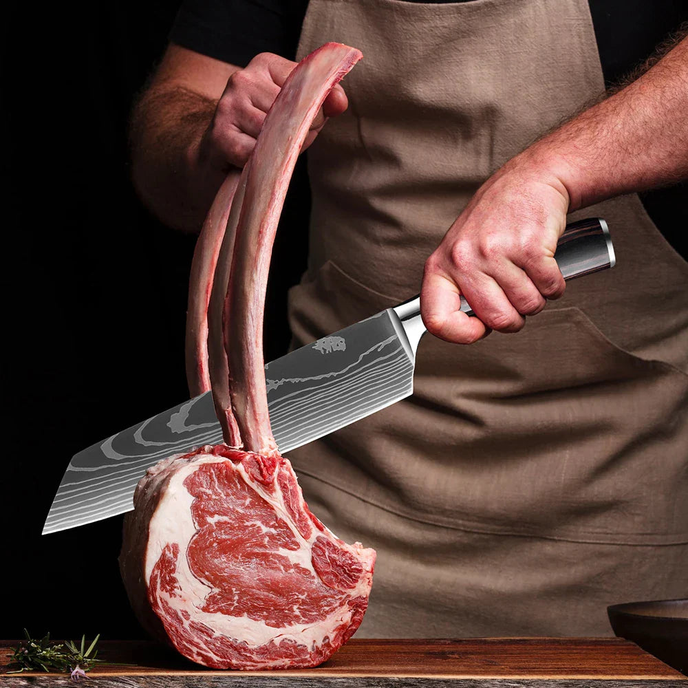 XITUO Kitchen Knife Set - 1-9PCS 7Cr17Mov Stainless Steel Chef, Santoku & Fruit Knives with Ergonomic Pakkawood Handle