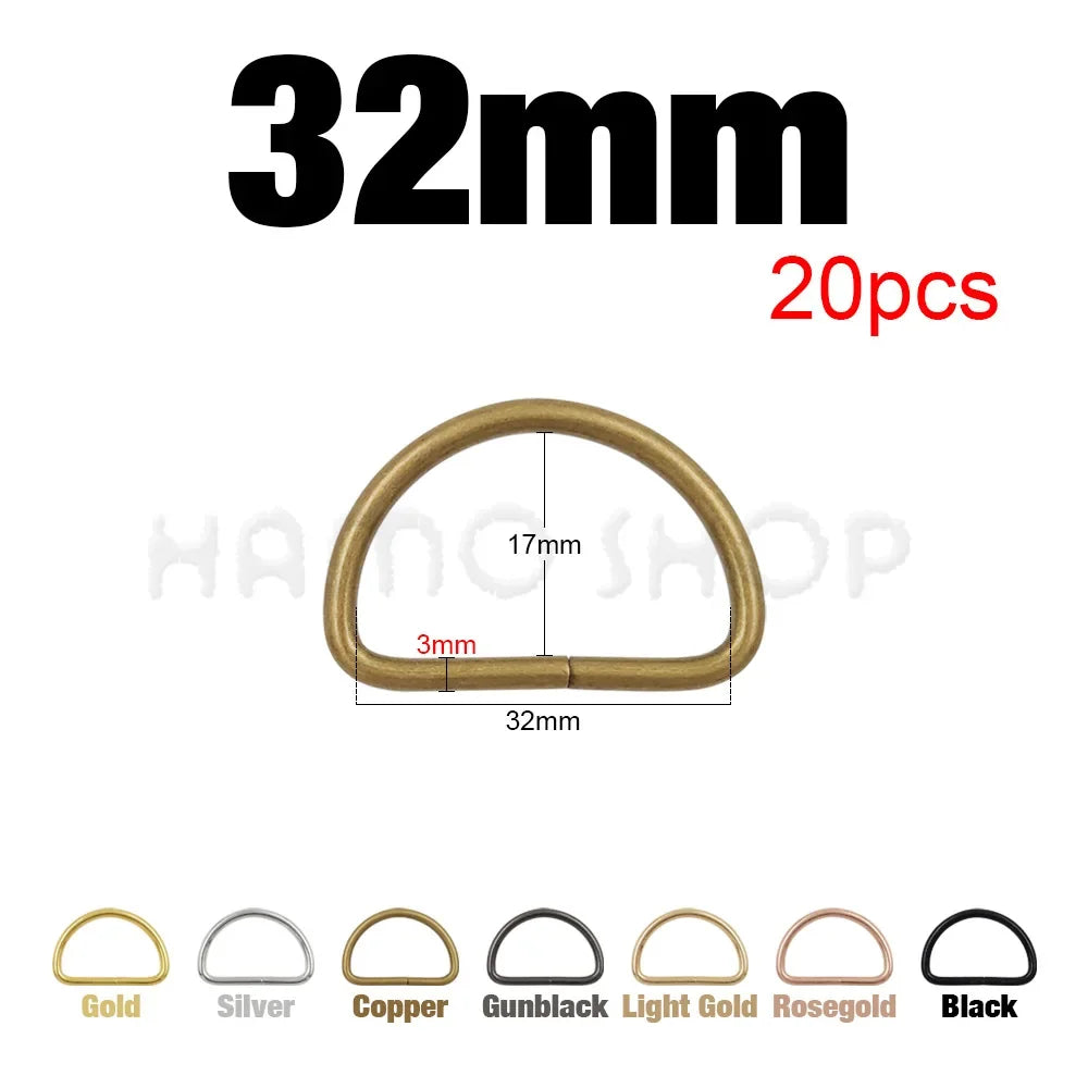 Metal D Ring Adjustable Buckle Set - Webbing Strap Clasps for Backpacks, Bags, Pet Collars, Chains & DIY Accessories