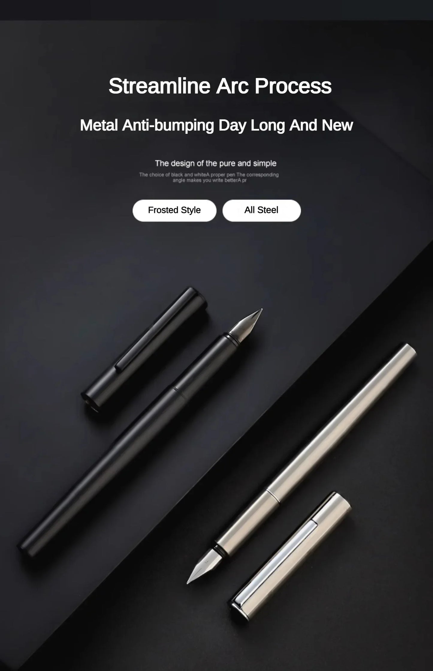Jinhao 35 Fountain Pen — All-Steel Luxury EF/F Nib for Calligraphy, Writing, Office & School Supplies