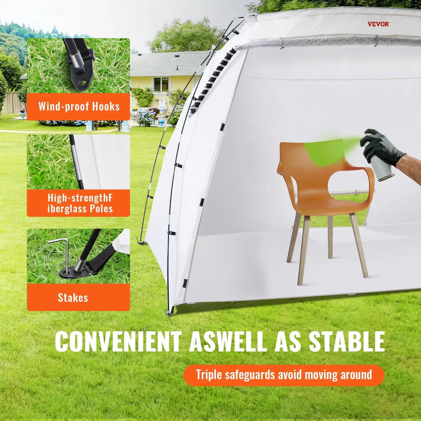 VEVOR Foldable Portable Paint Booth Shelter - Versatile Spray Painting Tent for DIY Projects and Crafts, Available in 7.5x5.2x5.2/10x7x6ft Sizes, Ideal for Furniture and Hobby Tools