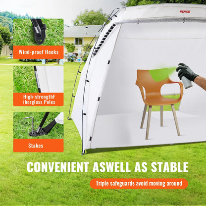 VEVOR Foldable Portable Paint Booth Shelter - Versatile Spray Painting Tent for DIY Projects and Crafts, Available in 7.5x5.2x5.2/10x7x6ft Sizes, Ideal for Furniture and Hobby Tools