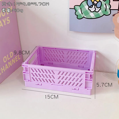 Mini Folding Plastic Storage Box - Collapsible Home and Office Organizer Container (1 PC)