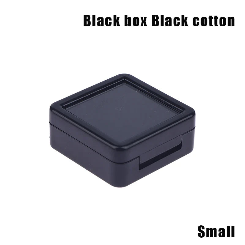 Transparent Glass Lid Gem Storage Box – Jewelry Display Case for Diamonds, Gemstones & Pendants Holder Container
