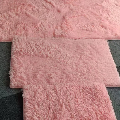 VIKAMA Silk Wool Solid Color Rug – Soft, Non-Slip, Washable Mat for Living Room, Bedroom, Bedside & Sofa – Light Luxury, Dirt-Resistant