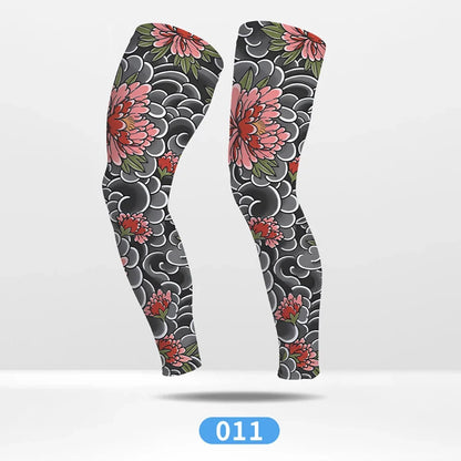 KoKossi Tattoo Print Leg Sleeves - Ice Silk Breathable Non-Slip Compression Sleeves