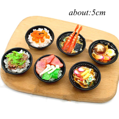 2PCS 1:6 Scale Miniature Japanese Seafood Noodles – Dollhouse Pretend Food for Blythe, Barbie, BJD & 1/6 Dolls Accessories