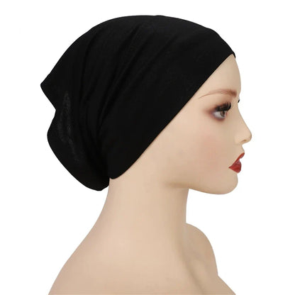 Cotton Modal Inner Hijab Undercap – Soft Stretch Muslim Turban, Islamic Underscarf Bonnet & Tube Cap for Women