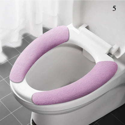 2-Pack Reusable Flannel Toilet Seat Cover Pads – Washable Warm Bathroom Seat Cushion Set