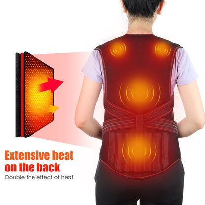 Tourmaline Magnetic Heated Vest — Self-Heating Thermal Waist Brace & Lumbar Support Corset for Posture Correction and Pain Relief