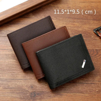 Men’s Slim Leather Wallet – Minimalist Foldable Short Wallet in Soft Genuine Leather for Everyday Carry & Card Holder Convenience