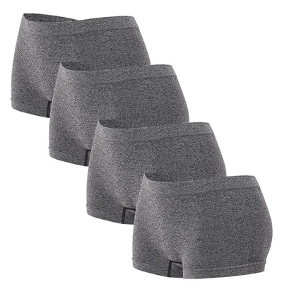 4pcs Women’s Boxer Underwear — Comfortable Solid Color Hipster Boyshort Panties for Sports & Everyday Wear