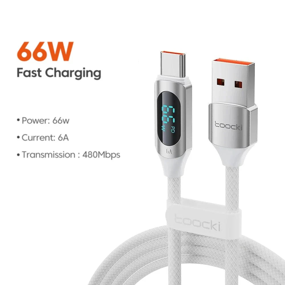 Toocki Type-C to Type-C Cable – 100W PD Fast Charging & Display Cable for Xiaomi POCO F3, Realme, MacBook, iPad
