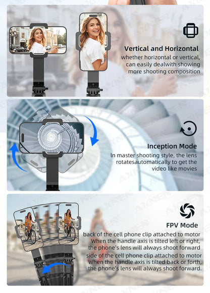 AXNEN HQ2 Series Handheld Mobile Phone Stabilizer – Smartphone Gimbal & GoPro Extension Rod Selfie Stick Tripod