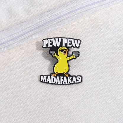 Pew Pew Madafakas Yellow Chick Enamel Pin – Cool Cartoon Brooch for Clothes, Backpacks & Lapels