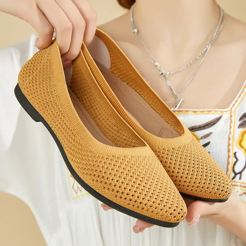 2025 Women’s Spring Breathable Mesh Flats – Comfortable Slip-On Casual Loafers with Lightweight Soft Sole