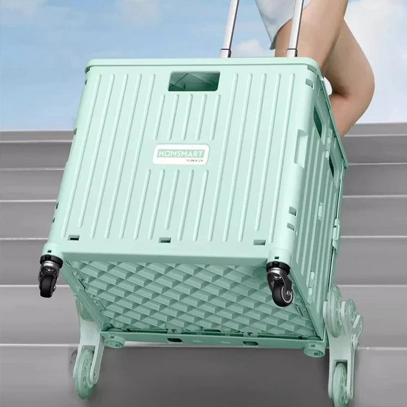 45/65L Folding Shopping Cart Trolley – Portable Home Cart with 2/4/8 Wheels