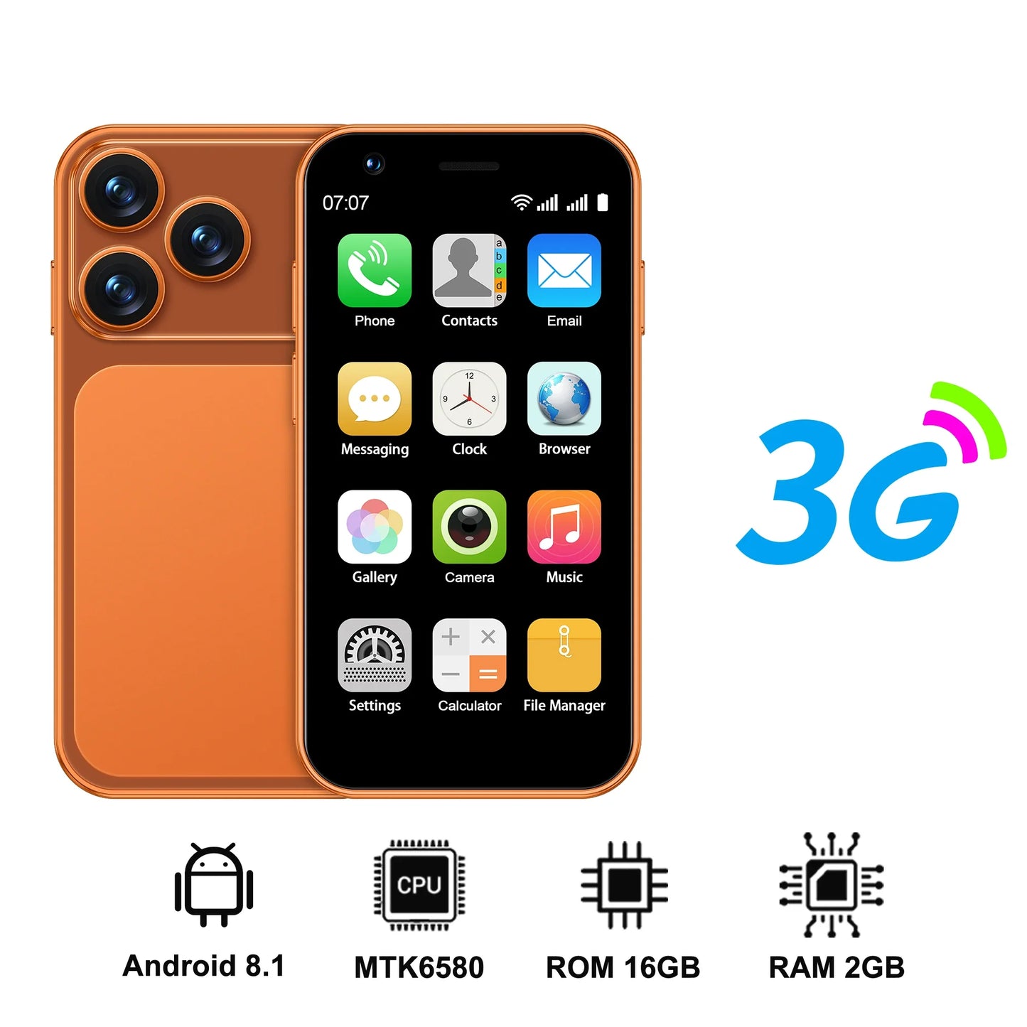 SERVO 18SE Mini Smartphone - 3G Android Phone with 2GB RAM, 16GB Storage & Dual SIM