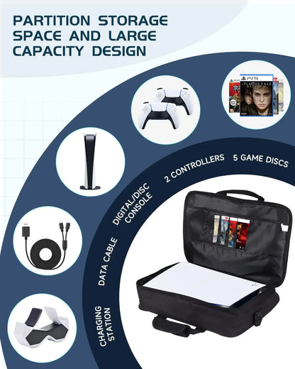 PS5 Travel Case - Protective Carry Bag for PS5 Disc/Digital Console, Controllers, Game Cards & Headset