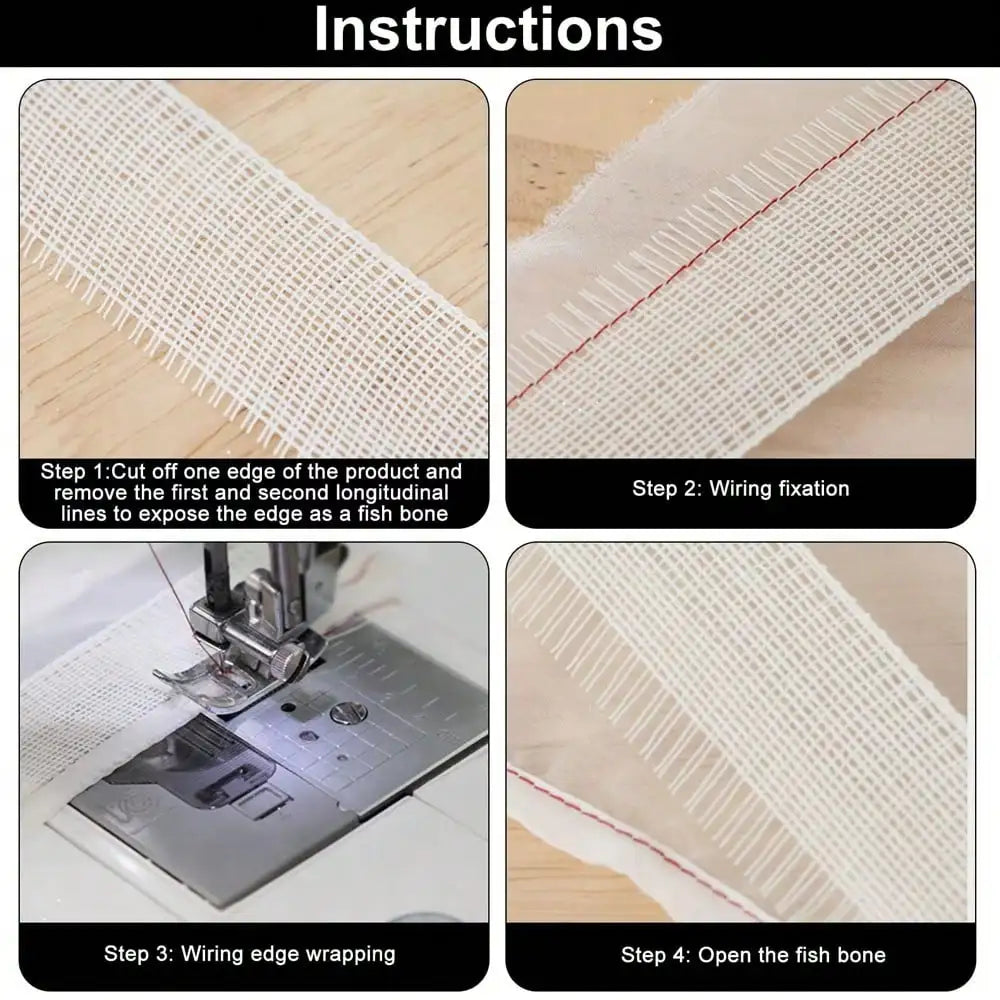 Fabric Hemming Guide - Reusable Fishbone Tape for Narrow & Curved Hems on Dresses and Skirts