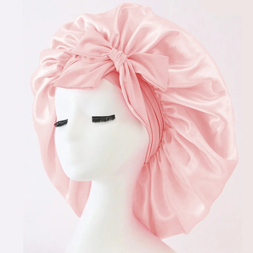 Satin Silk Bonnet – Adjustable Sleeping Hair Bonnet with Tie Band for Women & Men
