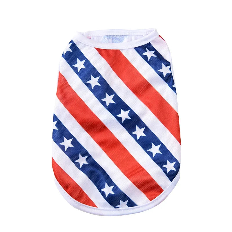 Summer Patriotic Dog Vest - Breathable Independence Day 4th of July Pet T-Shirt for Small Medium Dogs Cats