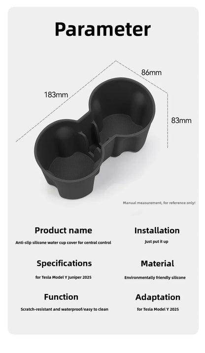 Tesla Model Y Juniper 2025 Silicone Cup Holder – Center Console Drink Bottle Rack for Front & Rear Seats Interior Accessory