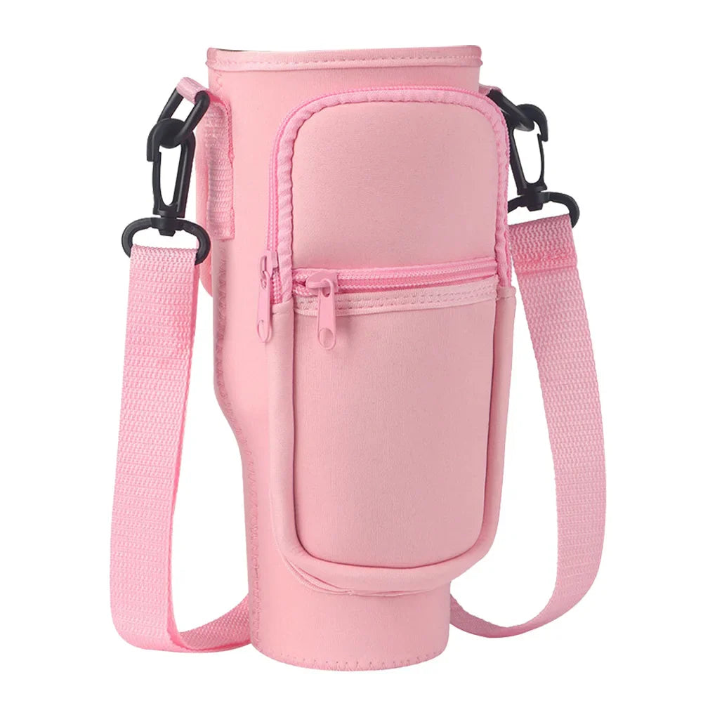 Portable Water Bottle Carrier Bag – Neoprene Holder with Phone Pocket for Stanley 40oz Tumbler with Handle